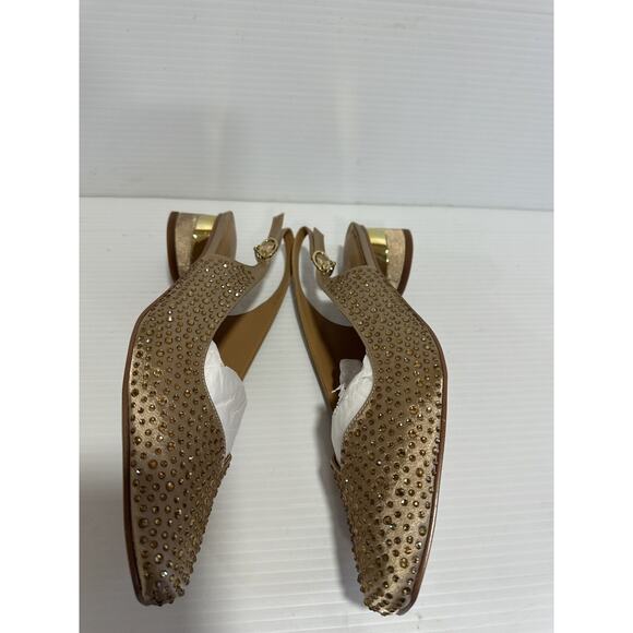 J. Renee Baline Satin Rhinestone Slingback Pumps Gold /Stones Size 10 M - Picture 5 of 8